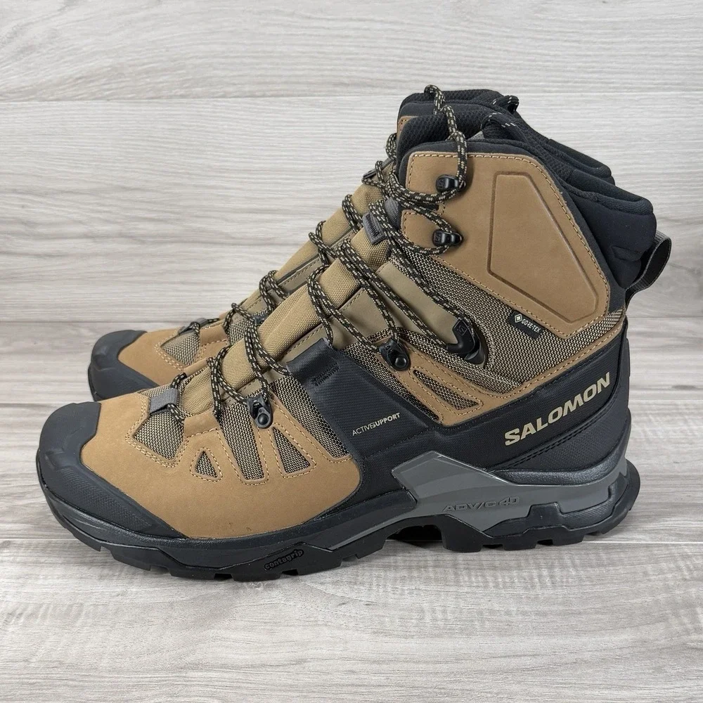 Salomon Quest 4 GTX 412925 Hiking Boots Brown Black Waterproof Men's 13 US